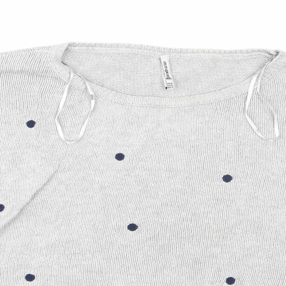 Stradivarius Womens Grey Polka Dot  Pullover Jumper Size M