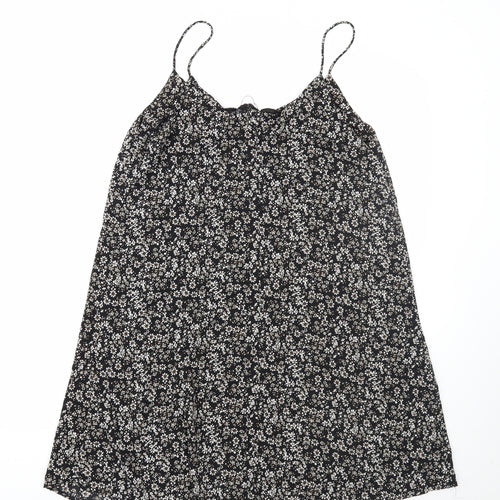 Primark Womens Black Floral  A-Line  Size 10