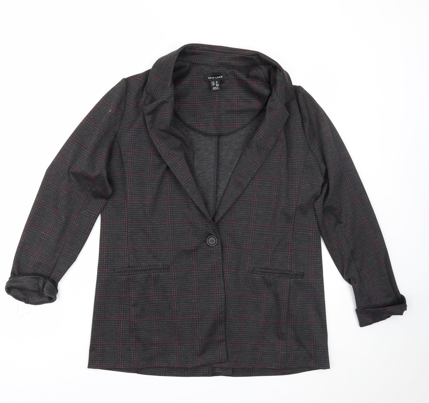 Newlook Womens Grey Check  Jacket Blazer Size 10