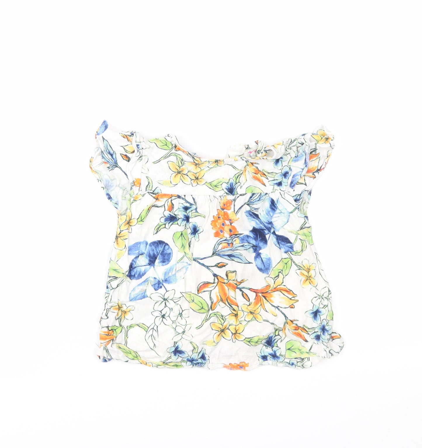 Nutmeg Girls White Floral  Basic T-Shirt Size 4-5 Years