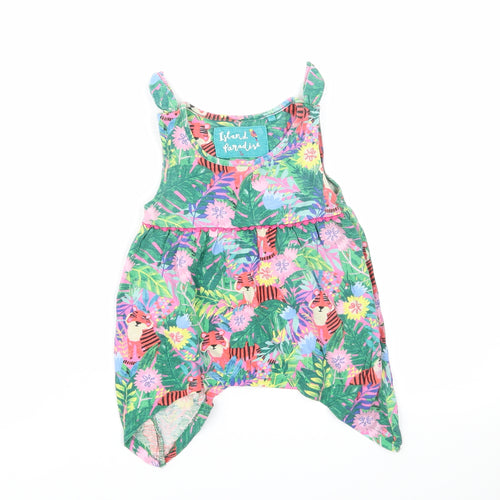 TU Girls Green Floral  Basic T-Shirt Size 3-4 Years