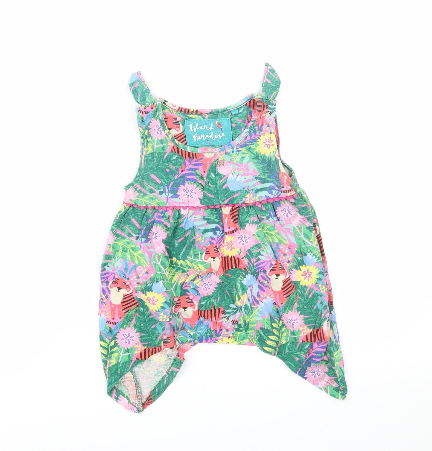 TU Girls Green Floral  Basic T-Shirt Size 3-4 Years