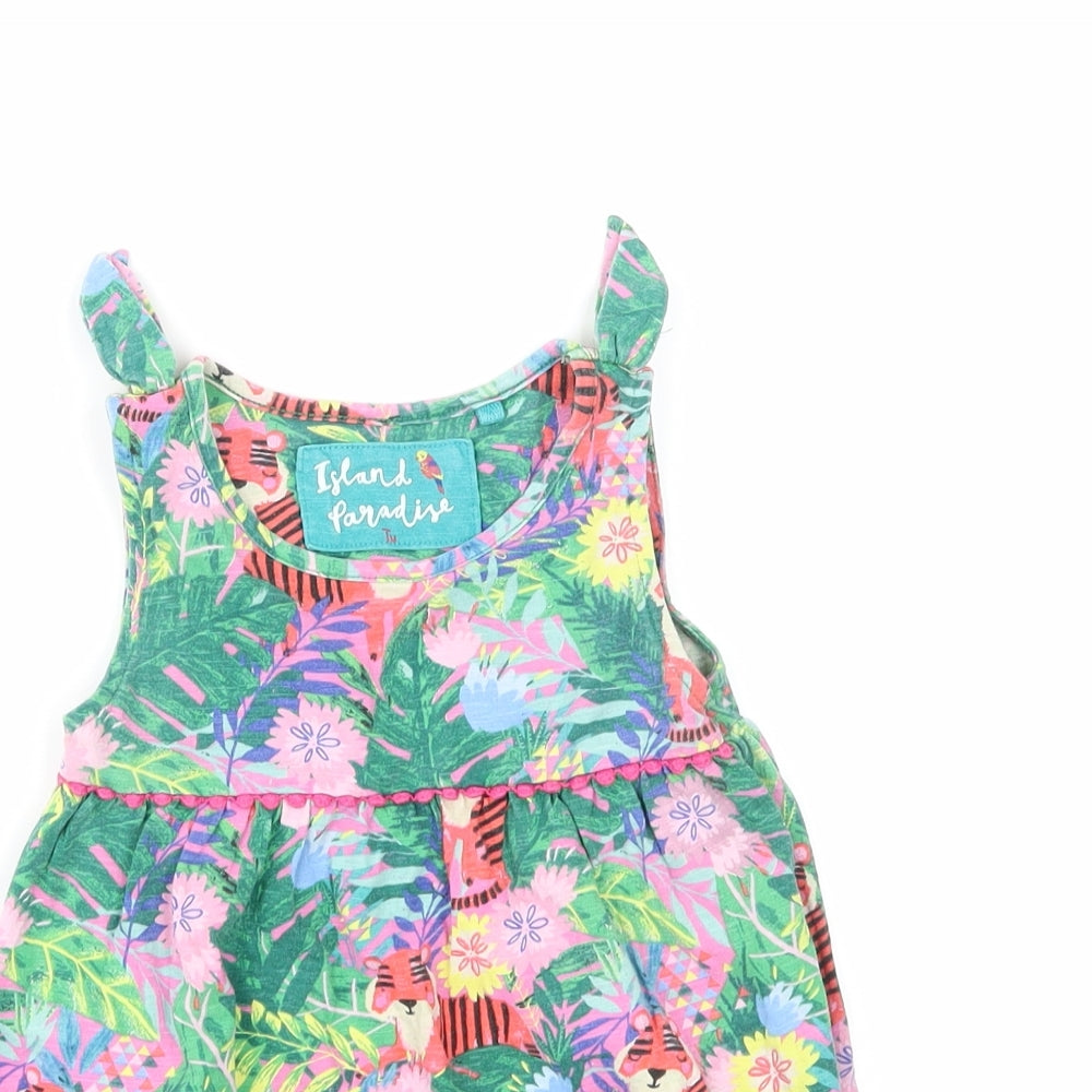 TU Girls Green Floral  Basic T-Shirt Size 3-4 Years