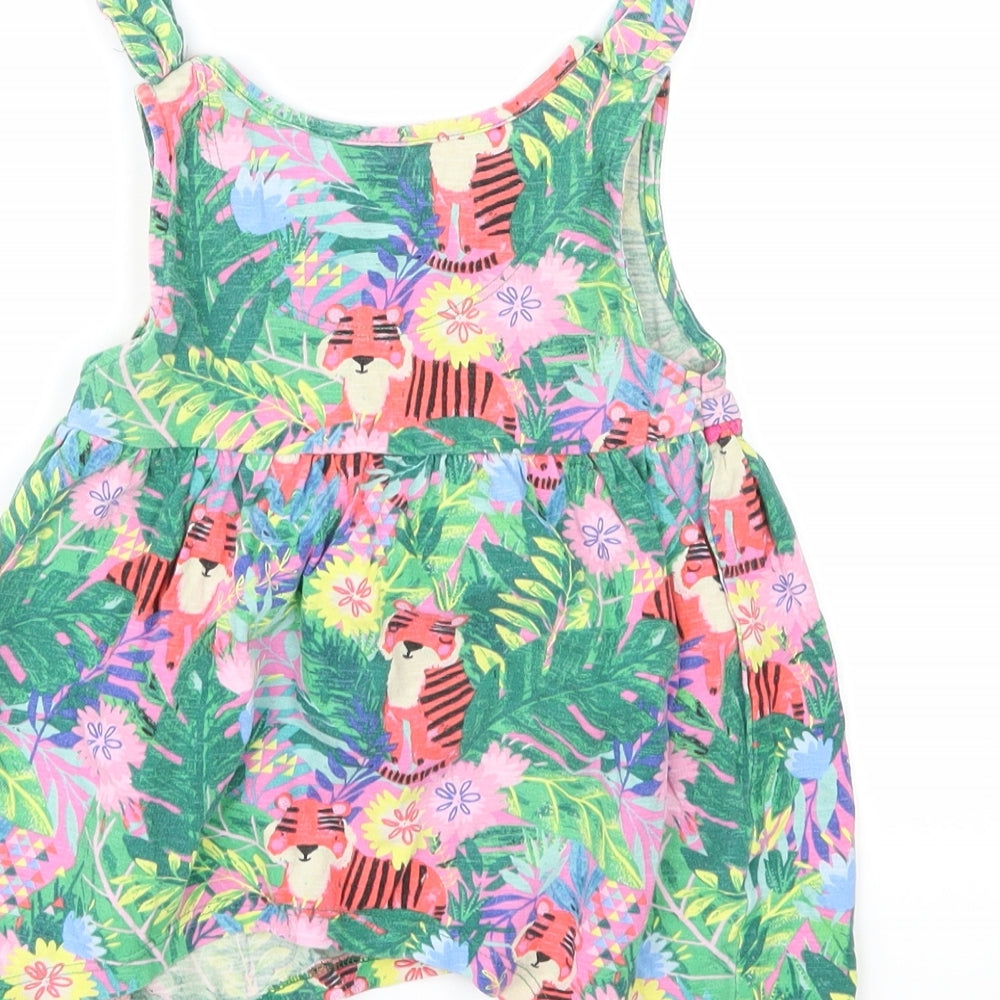 TU Girls Green Floral  Basic T-Shirt Size 3-4 Years