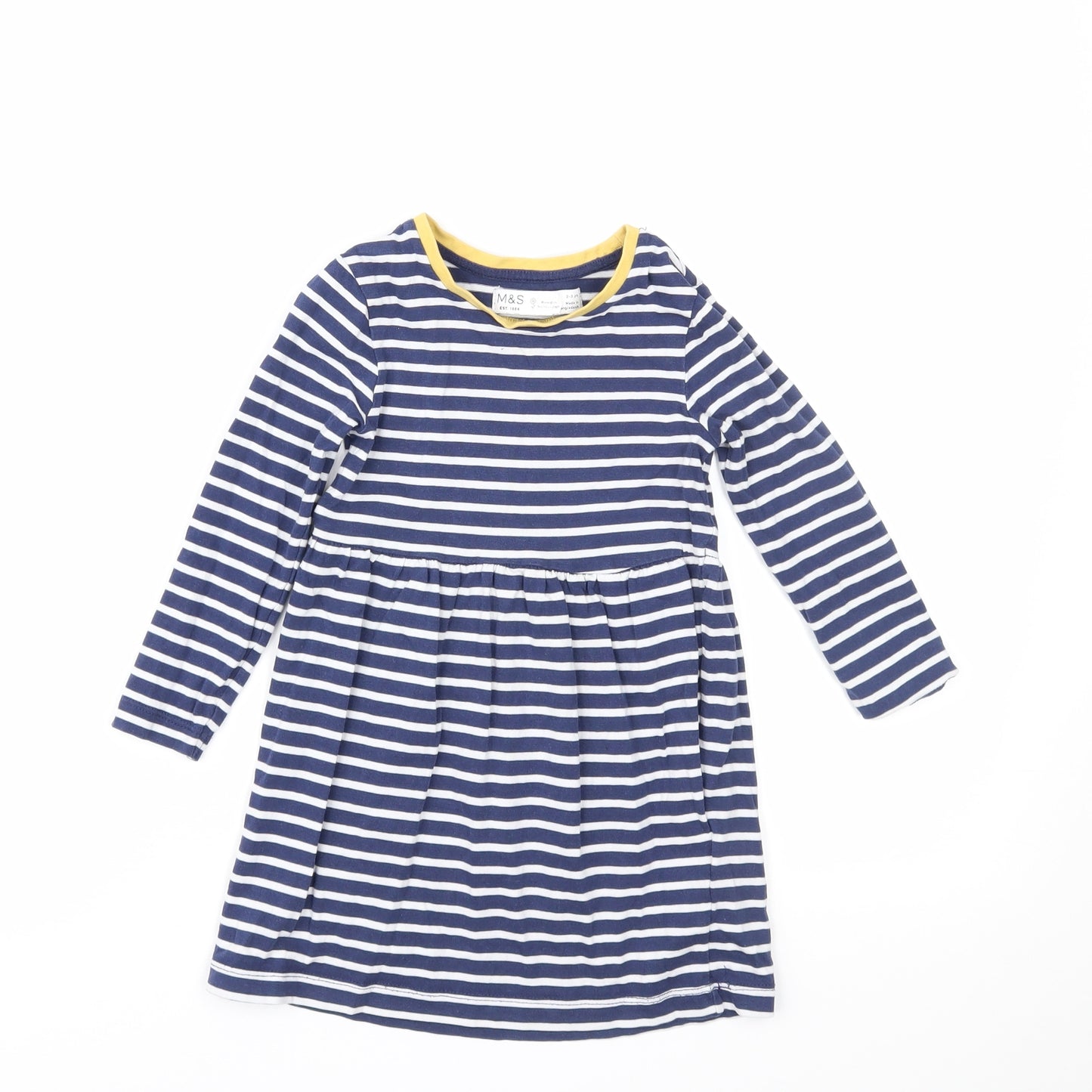 Marks and Spencer Girls Blue Striped  A-Line  Size 2-3 Years