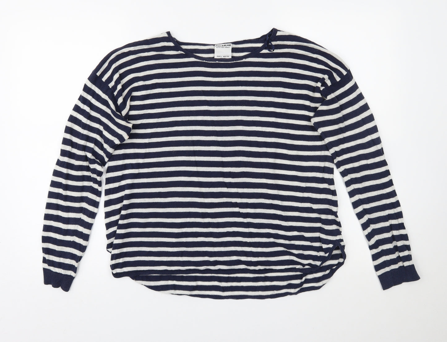 Pull & bear Womens Blue Striped  Pullover Jumper Size L