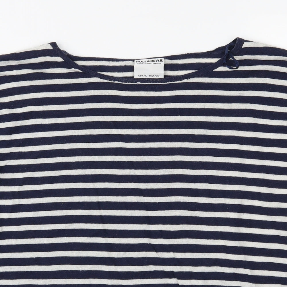 Pull & bear Womens Blue Striped  Pullover Jumper Size L