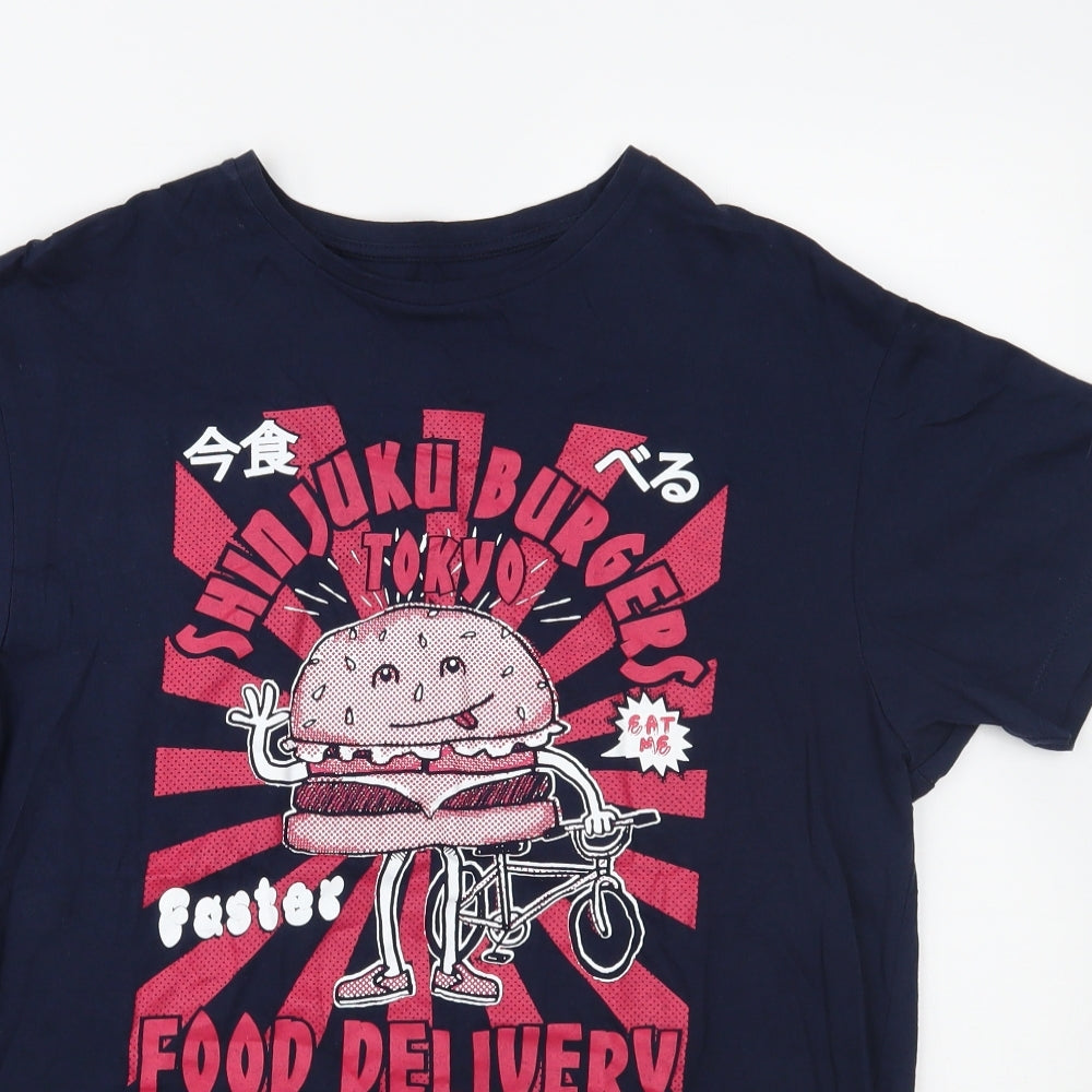Cedar Wood State Mens Blue    T-Shirt Size M