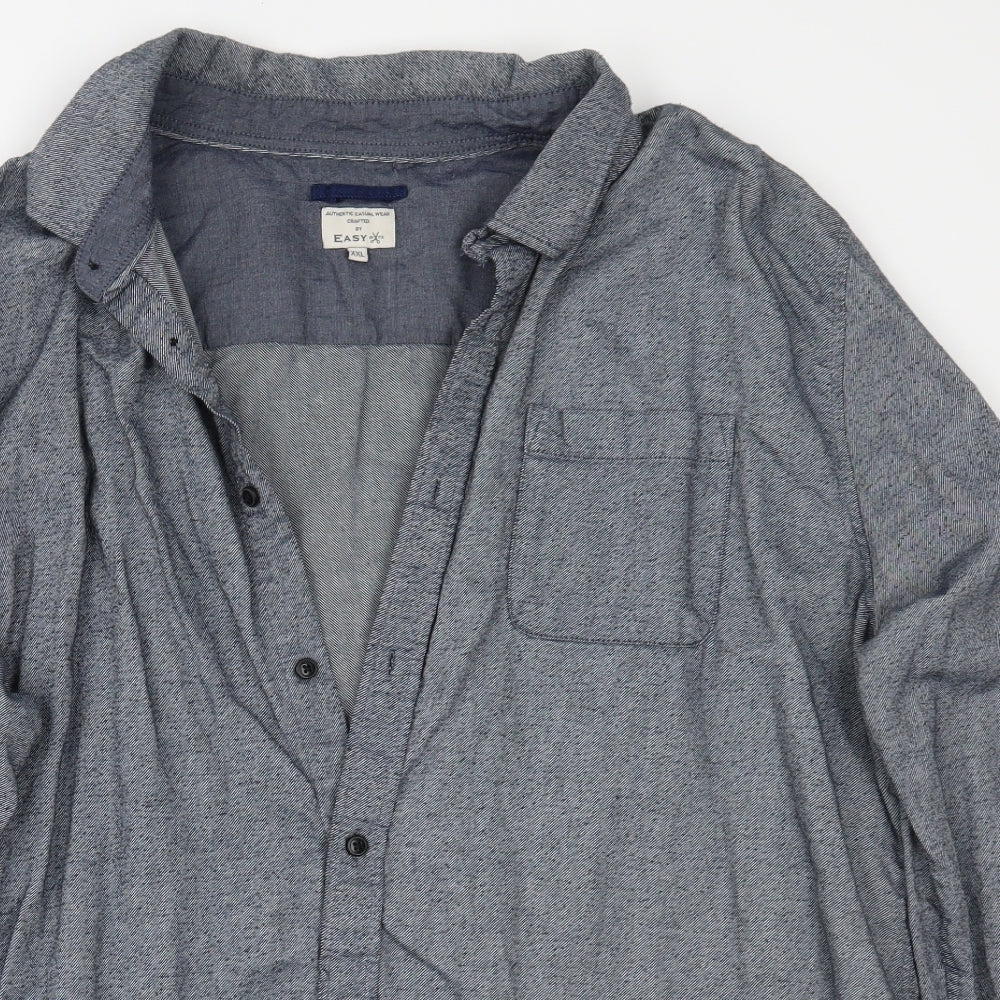 Easy Mens Blue    Button-Up Size 2XL