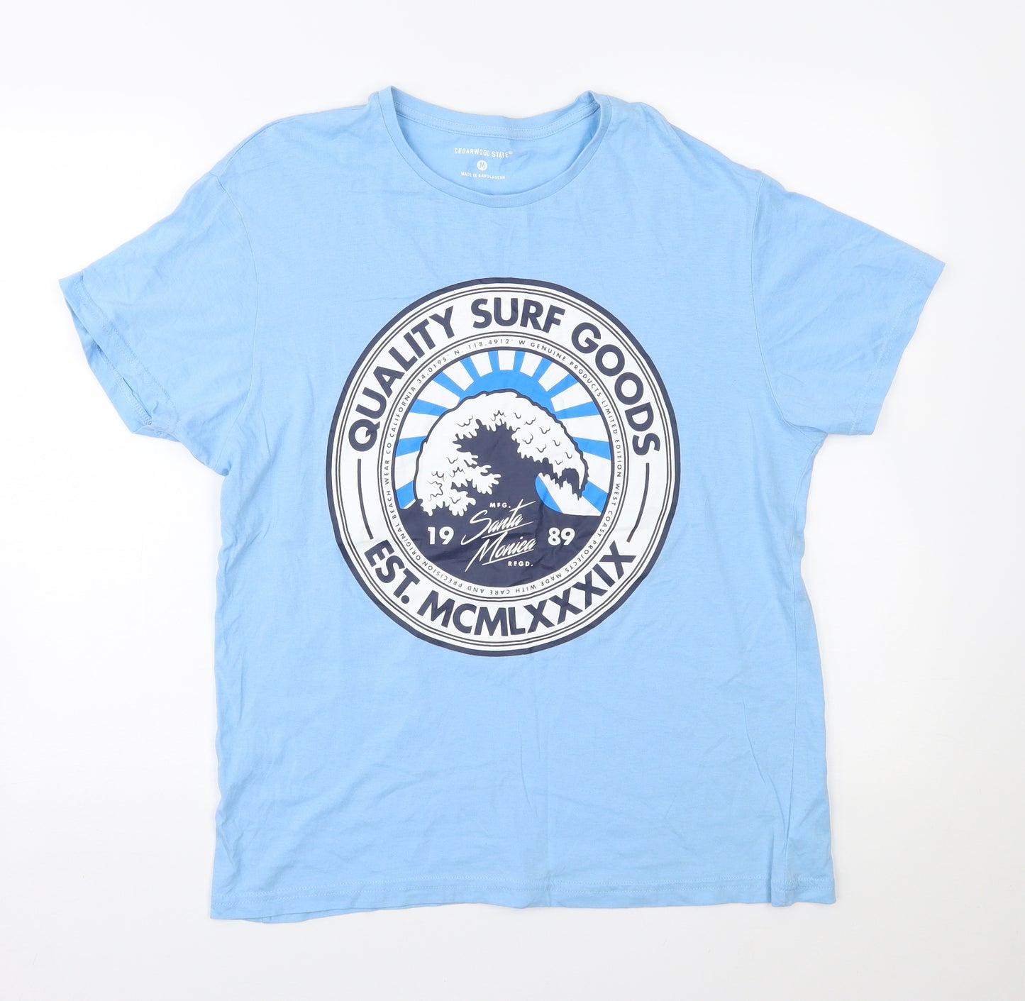 Cedar Wood State Mens Blue    T-Shirt Size M