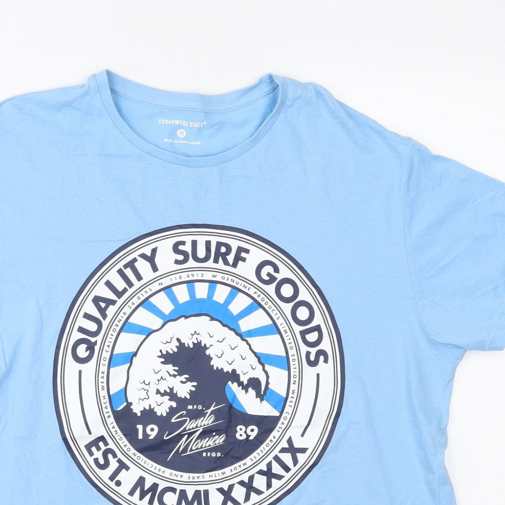 Cedar Wood State Mens Blue    T-Shirt Size M
