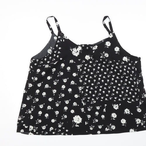 George Womens Black Floral  Camisole Blouse Size 24