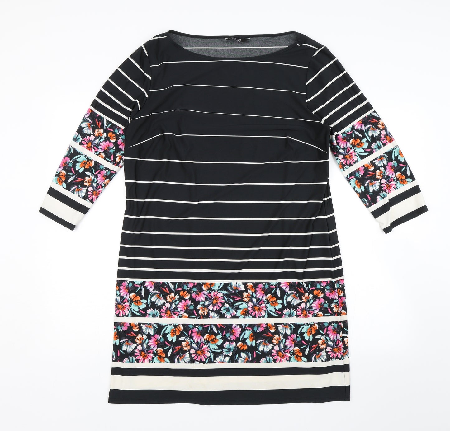 F&F Womens Black Striped  Shift  Size 16