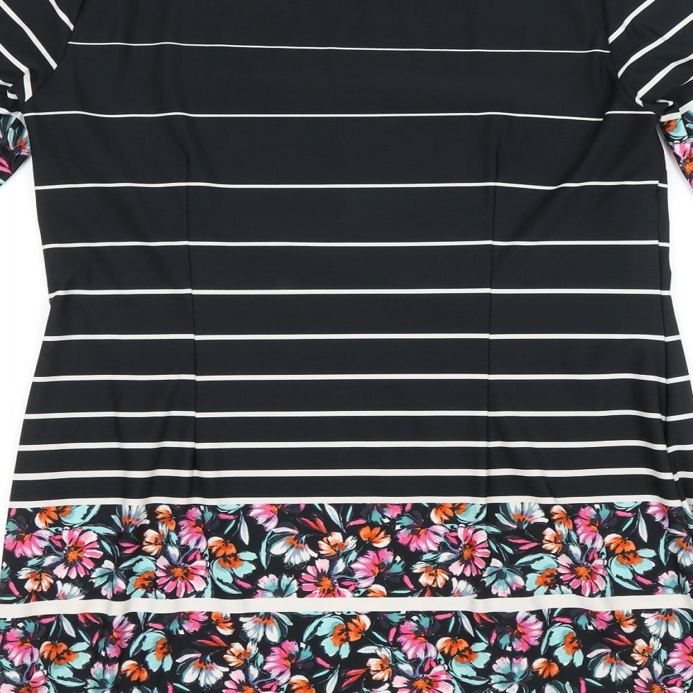 F&F Womens Black Striped  Shift  Size 16