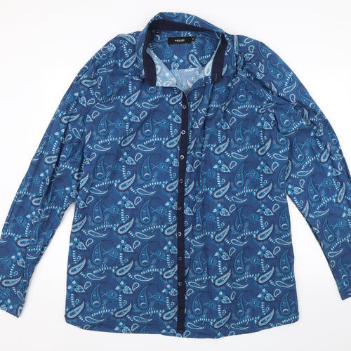 Black Label Mens Blue Paisley   Button-Up Size 2XL