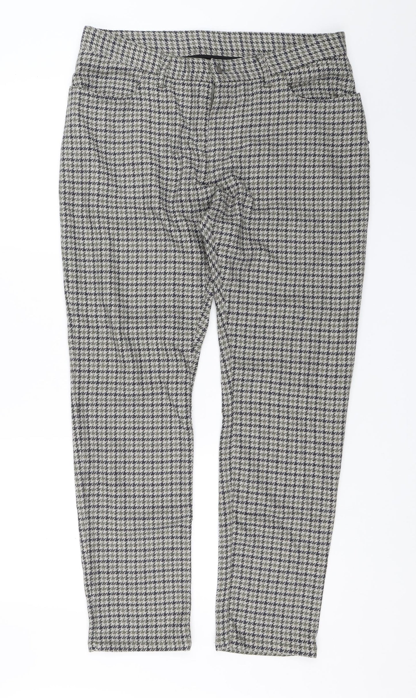 Zara Womens Grey Check  Chino Trousers Size 16 L27 in
