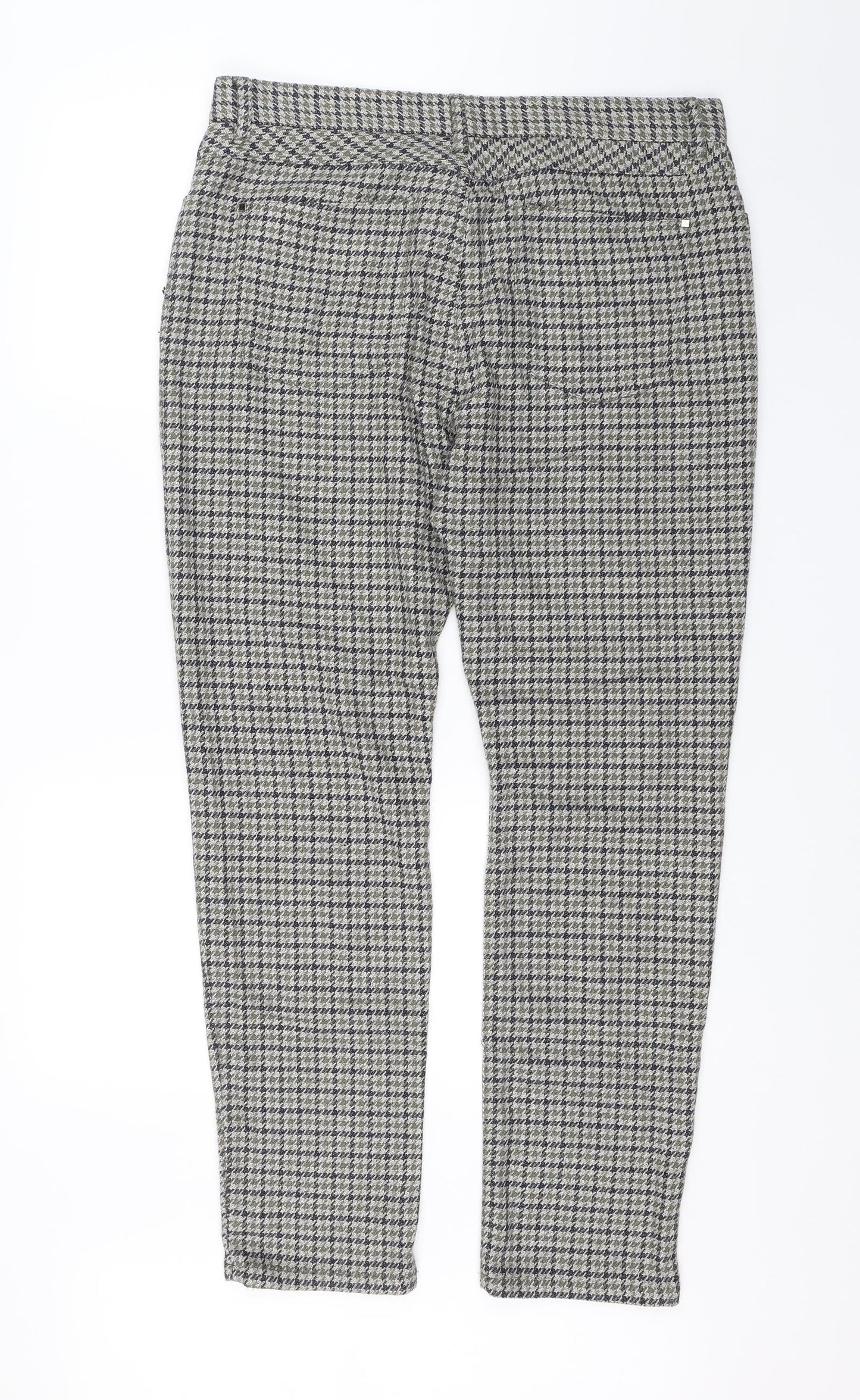 Zara Womens Grey Check  Chino Trousers Size 16 L27 in