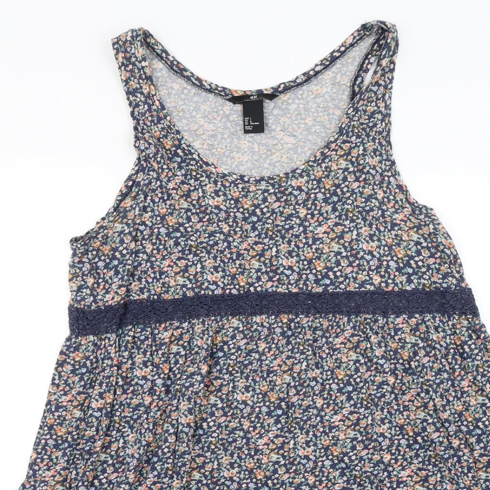 H&M Womens Blue Floral  Shift  Size L