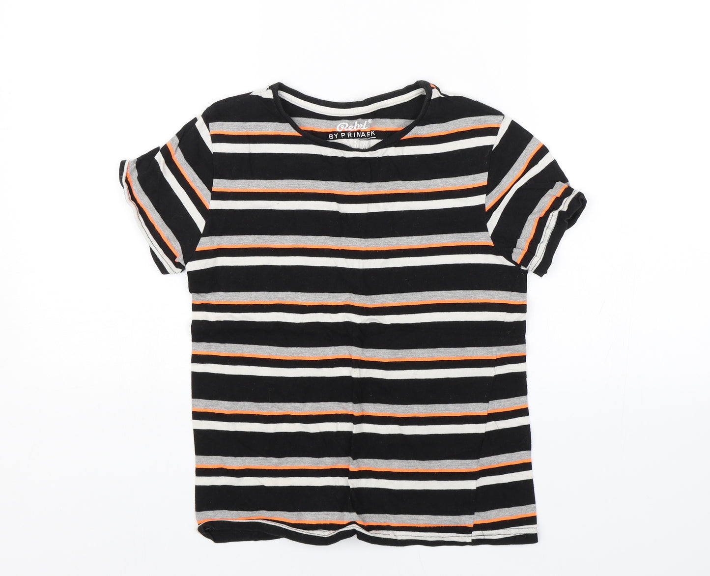 Primark Boys Black Striped  Basic T-Shirt Size 9-10 Years
