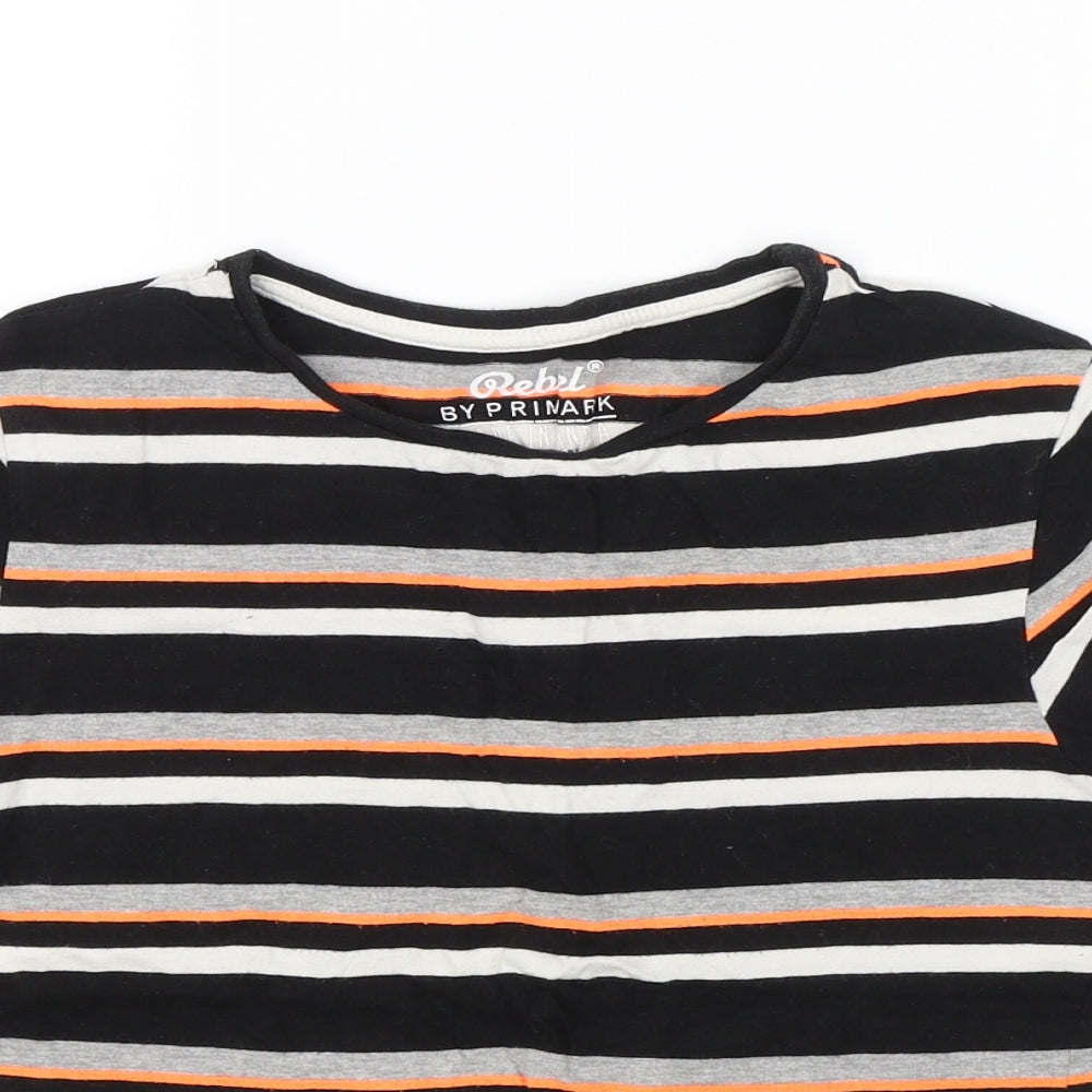 Primark Boys Black Striped  Basic T-Shirt Size 9-10 Years