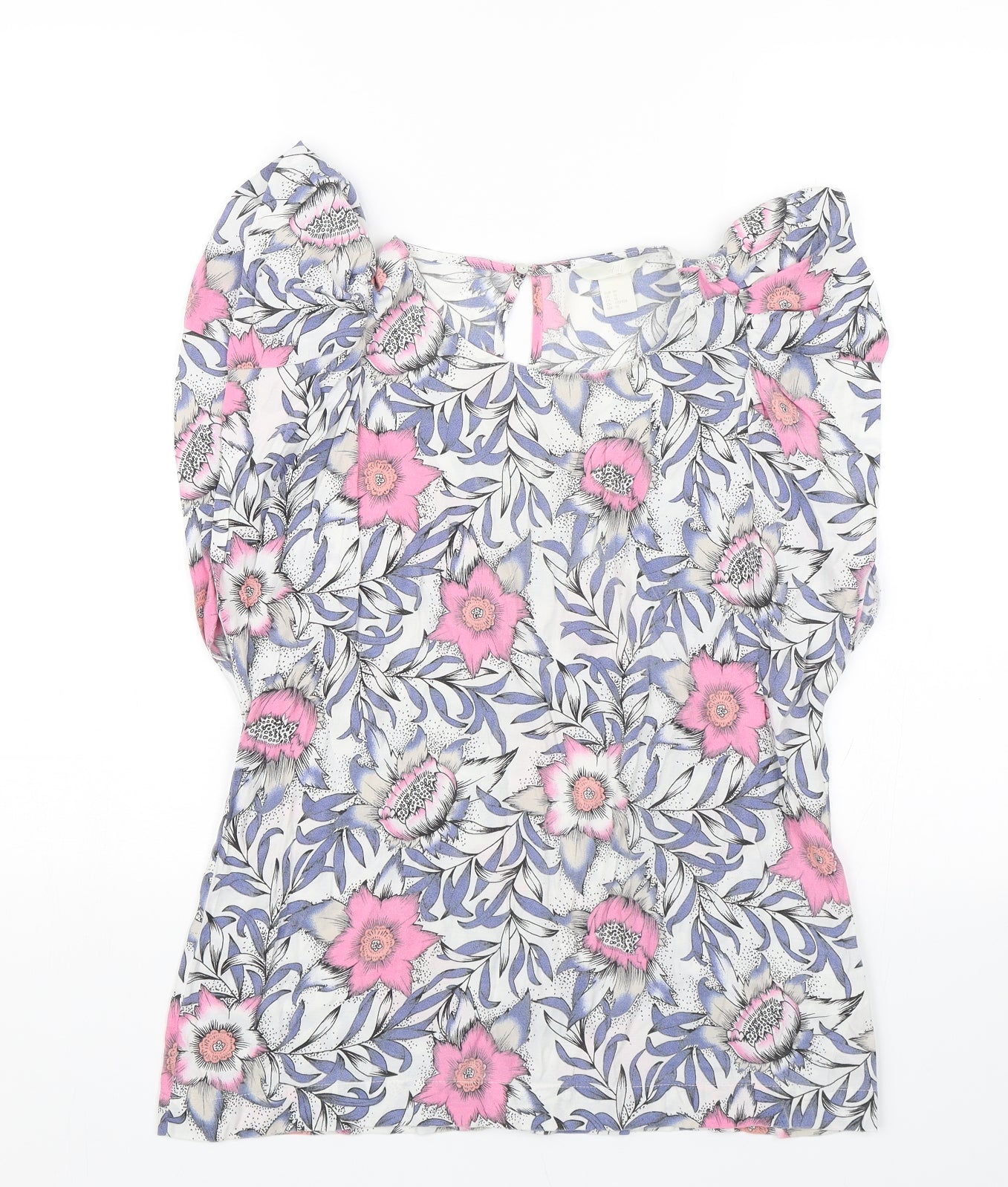H&M Womens Pink Floral  Basic Blouse Size 12