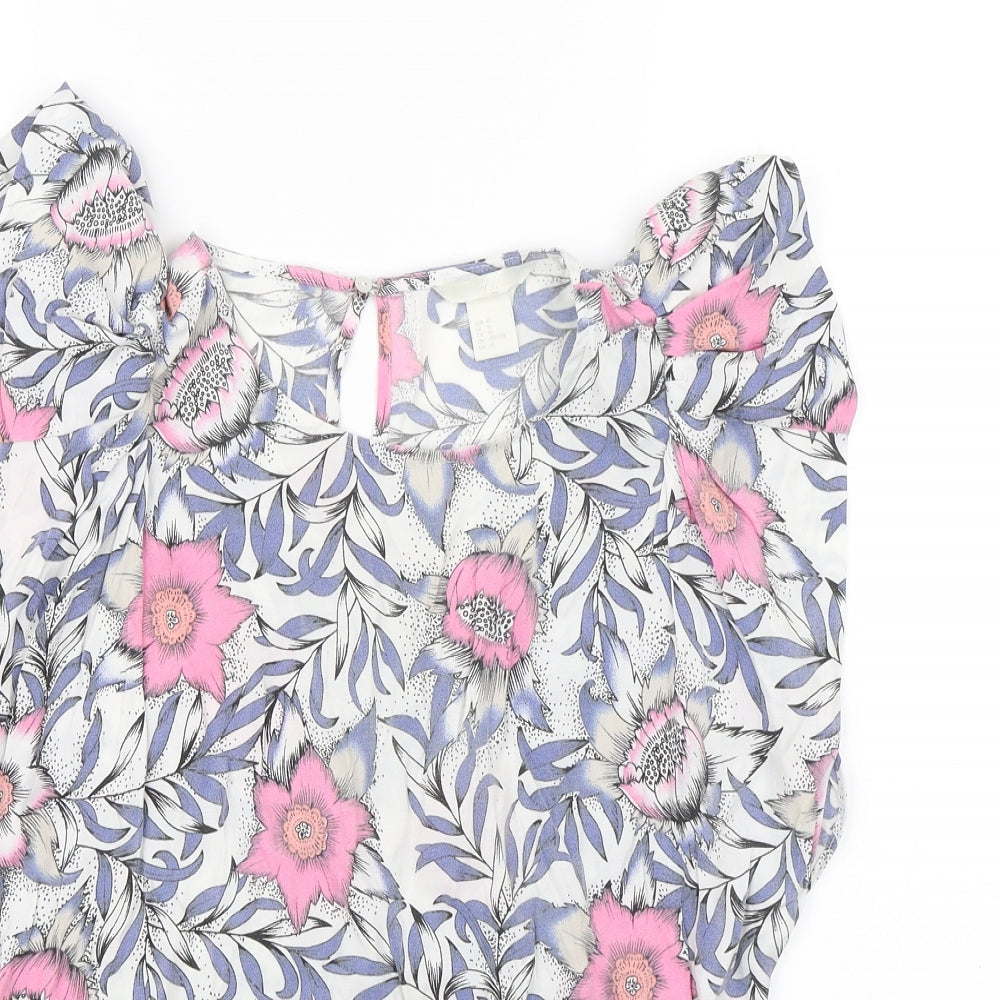 H&M Womens Pink Floral  Basic Blouse Size 12