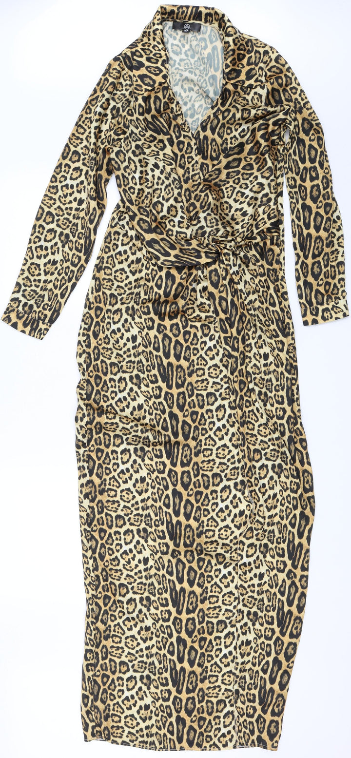Missguided Womens Gold Animal Print Shift Size 4