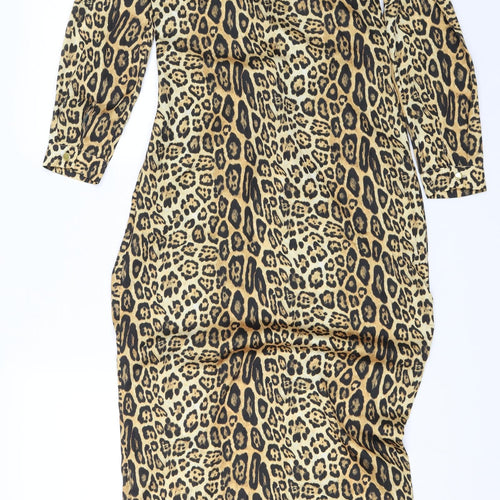 Missguided Womens Gold Animal Print  Shift  Size 4