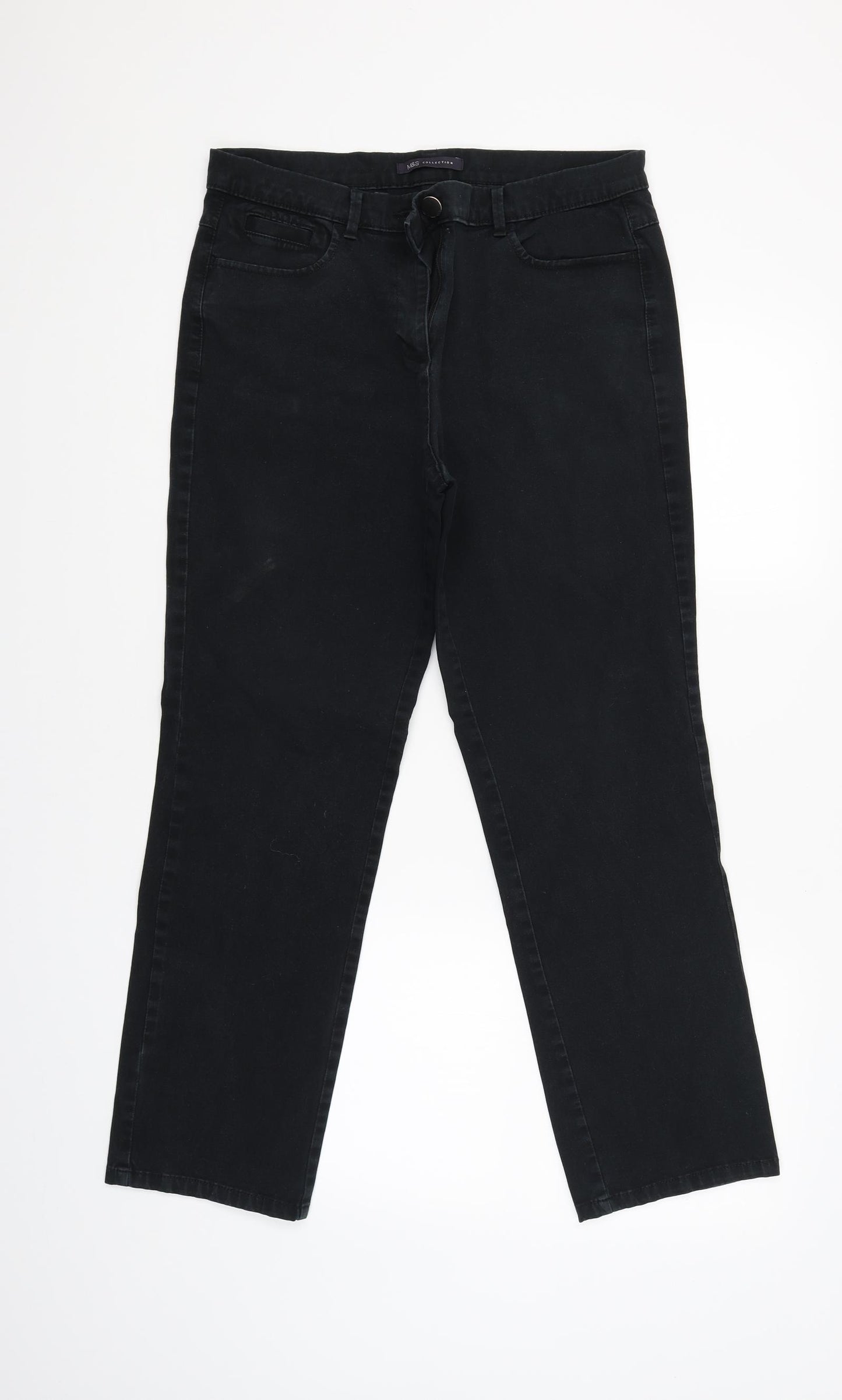 M&S Womens Black   Capri Trousers Size 12 L27 in