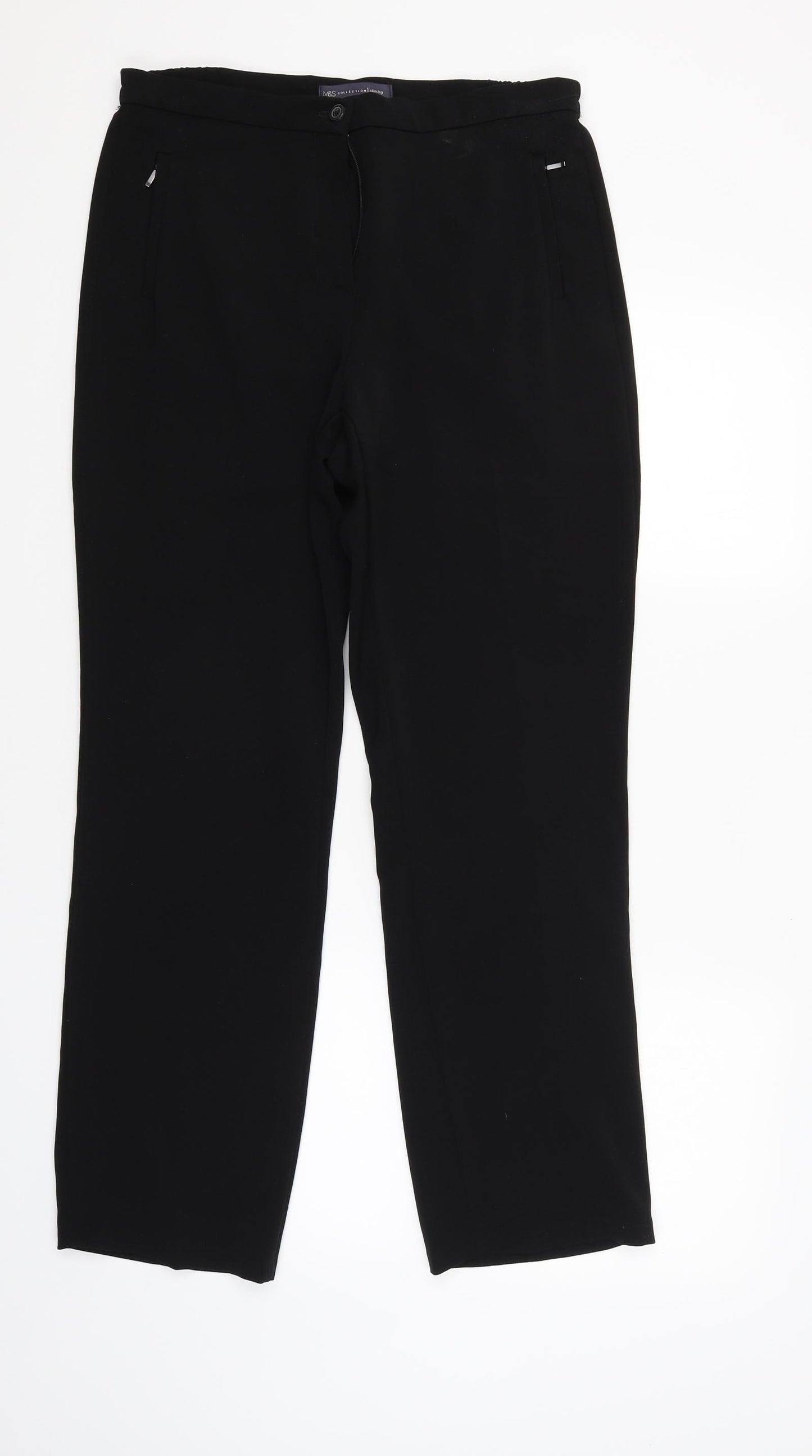 M&S Womens Black   Trousers  Size 12 L28 in