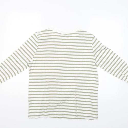 M&S Mens White Striped   T-Shirt Size 14