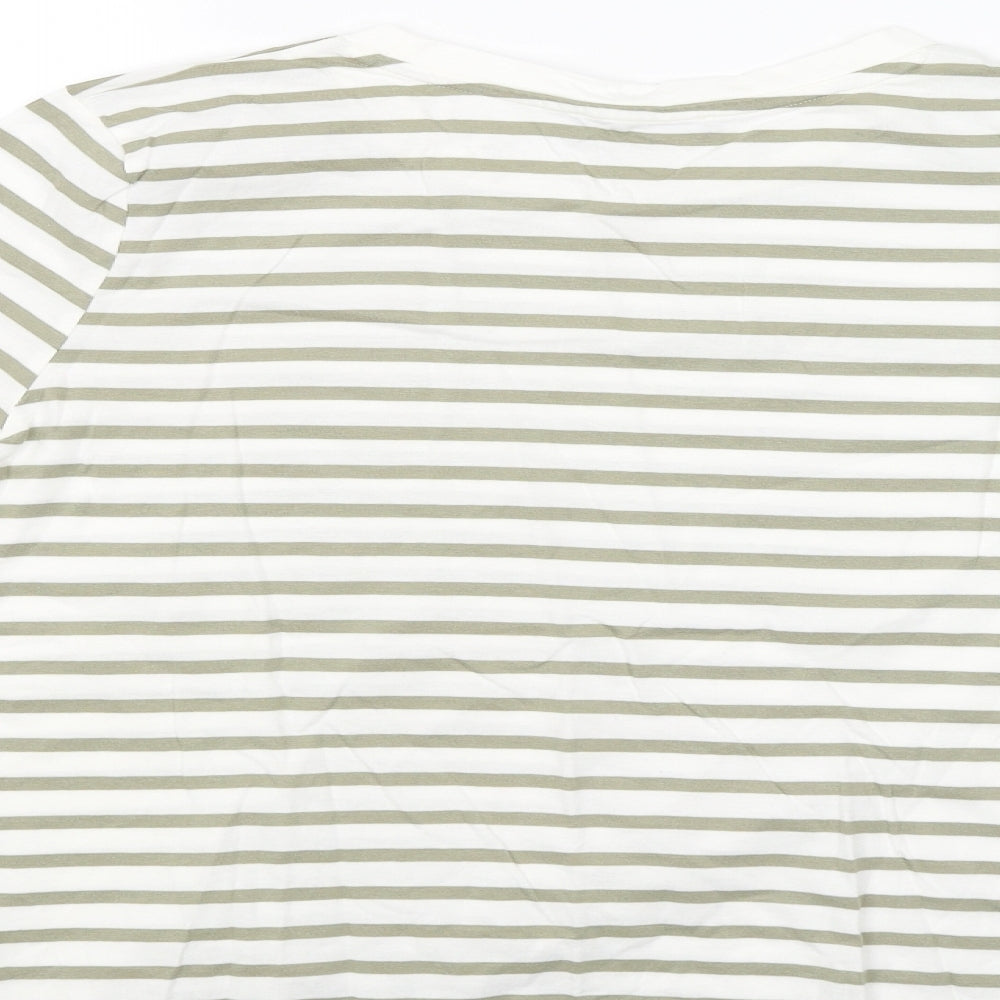 M&S Mens White Striped   T-Shirt Size 14