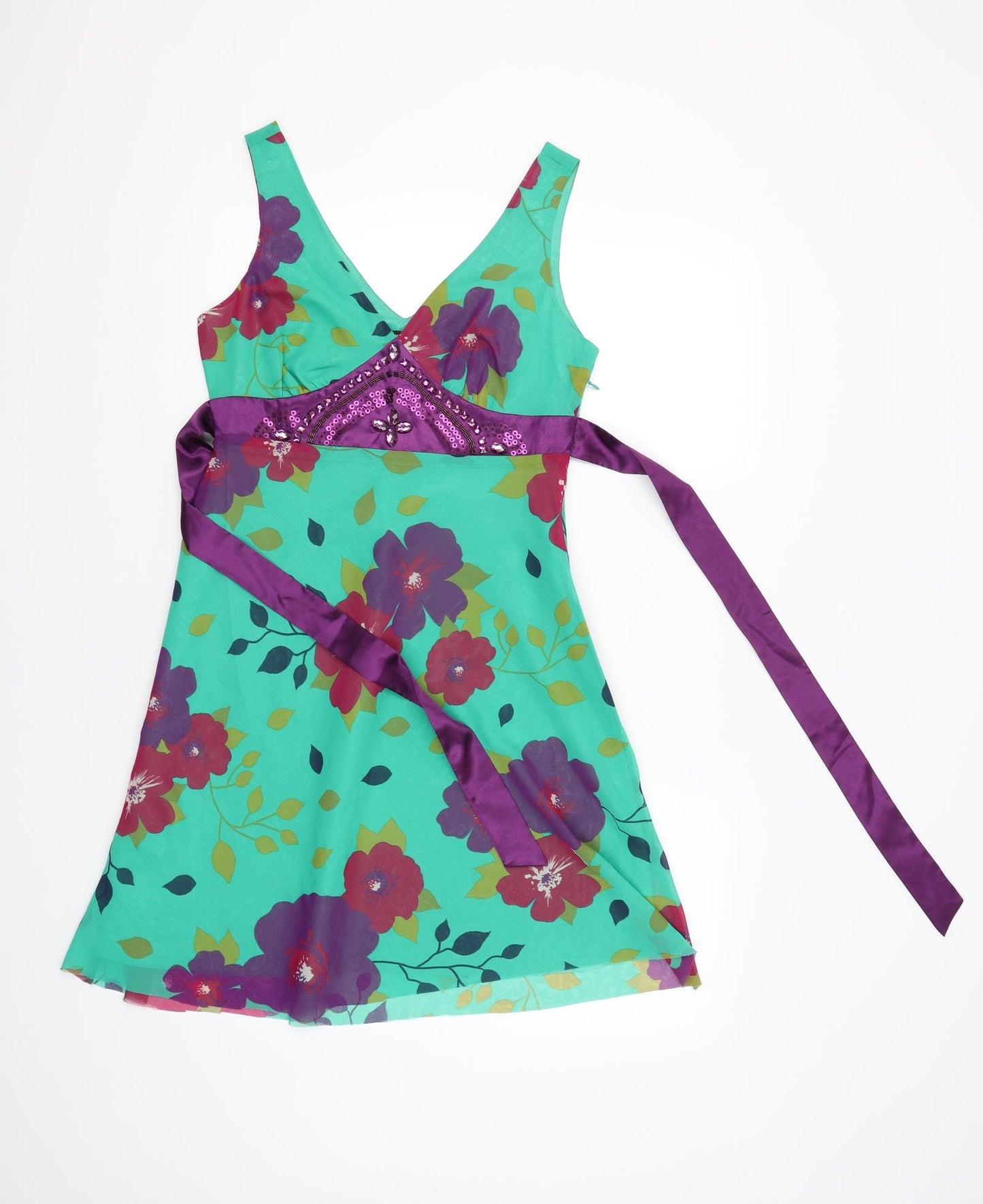 Papaya Womens Green Floral  A-Line  Size 10