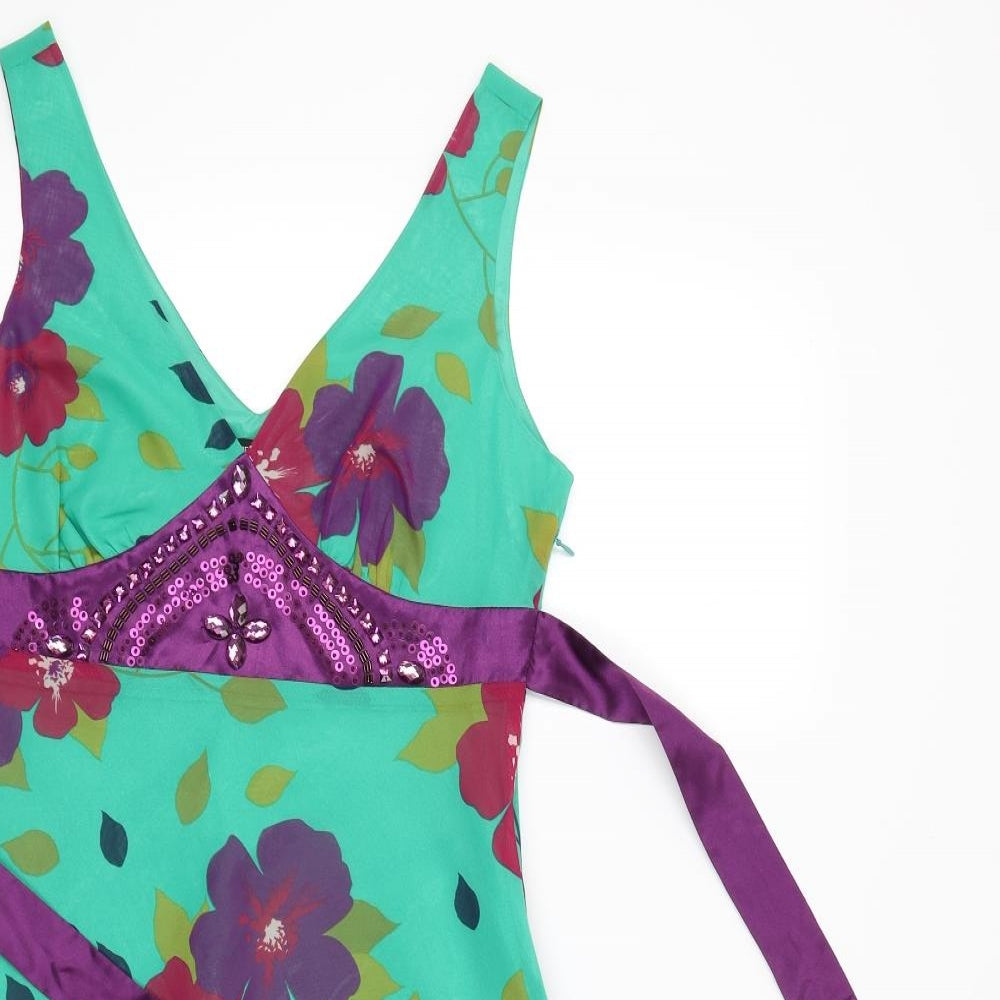 Papaya Womens Green Floral  A-Line  Size 10