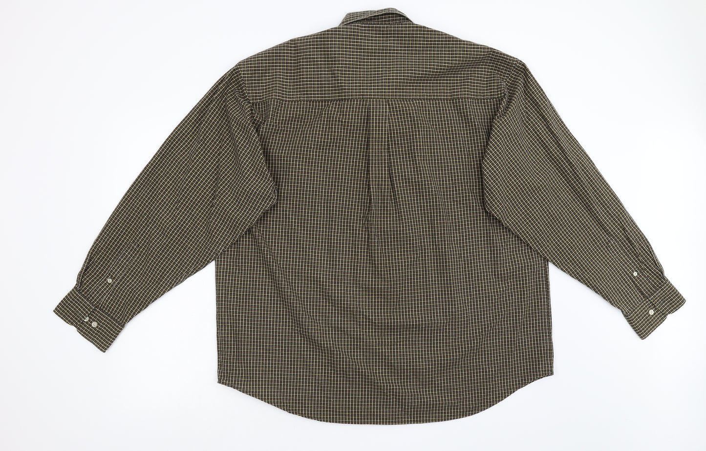 Haggar Mens Brown Check   Button-Up Size XL