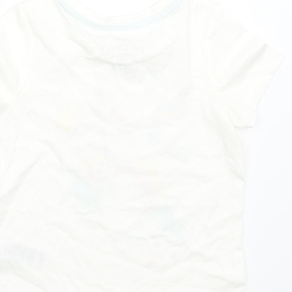 M&S Girls White   Basic T-Shirt Size 2-3 Years  - Unicorn