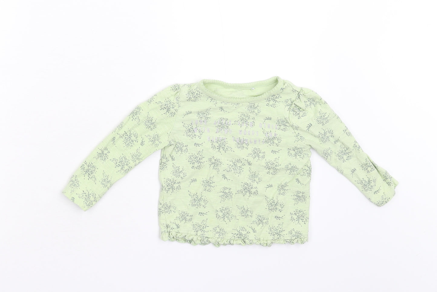 George Baby Green Floral  Basic T-Shirt Size 18-24 Months