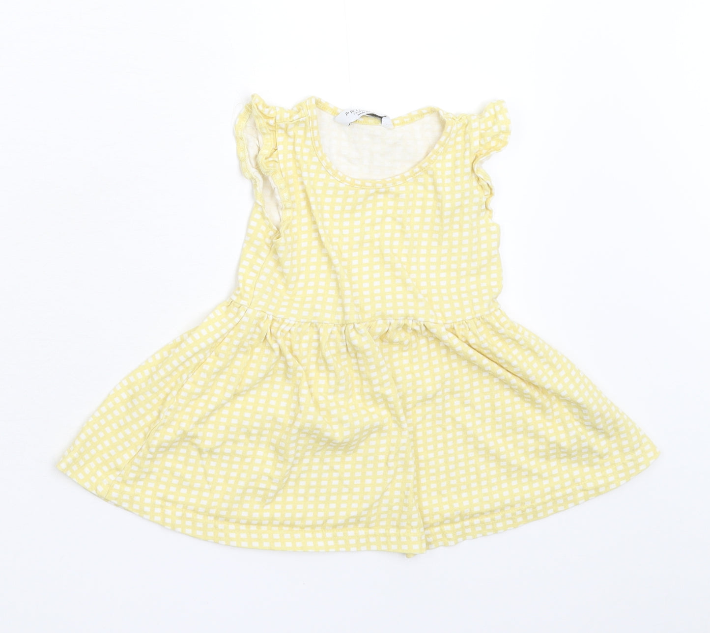 Primark Girls Yellow Check  Fit & Flare  Size 18 Months