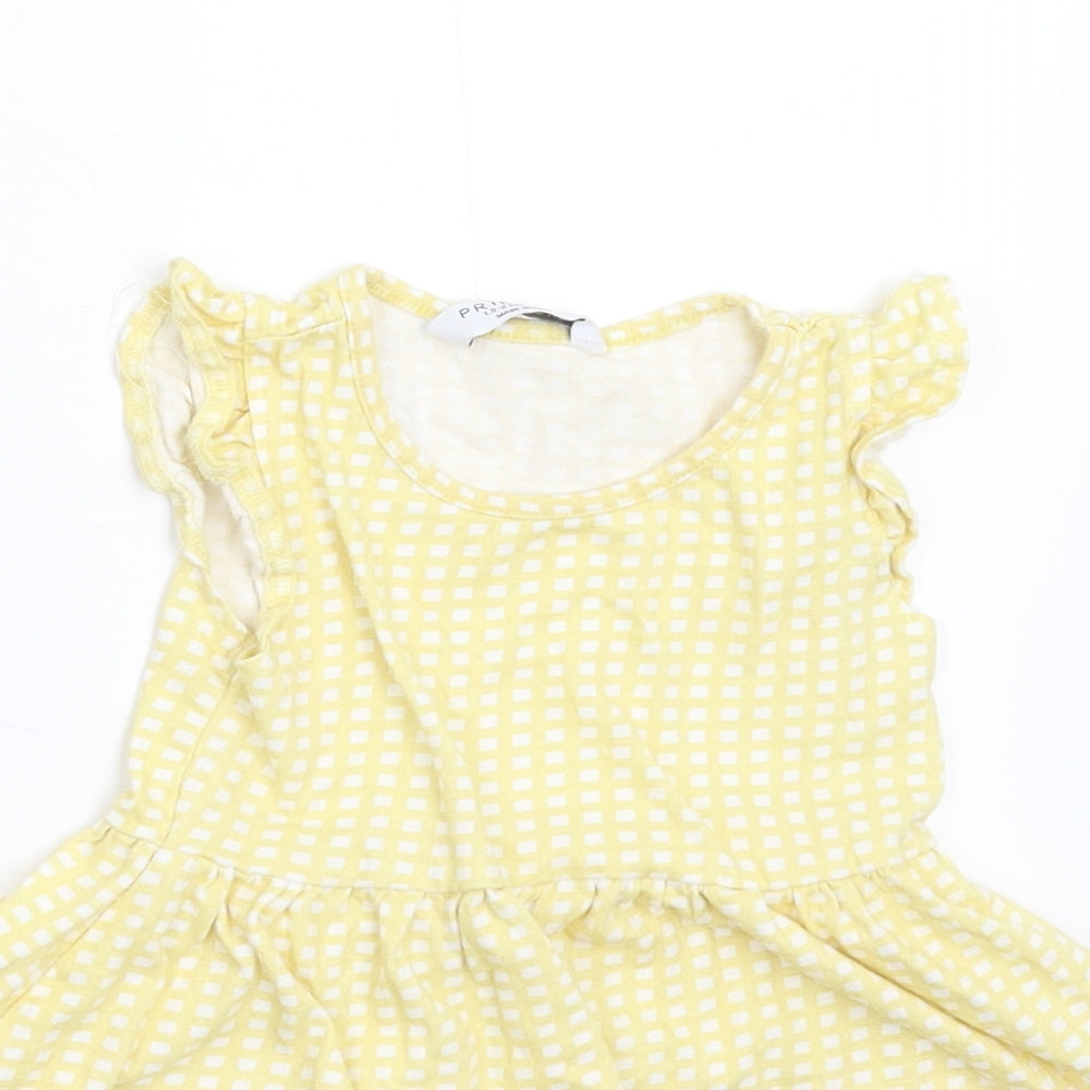 Primark Girls Yellow Check  Fit & Flare  Size 18 Months
