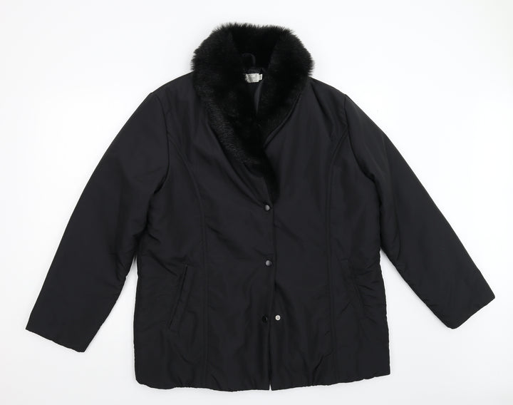 Classics Womens Black Overcoat Coat Size 16