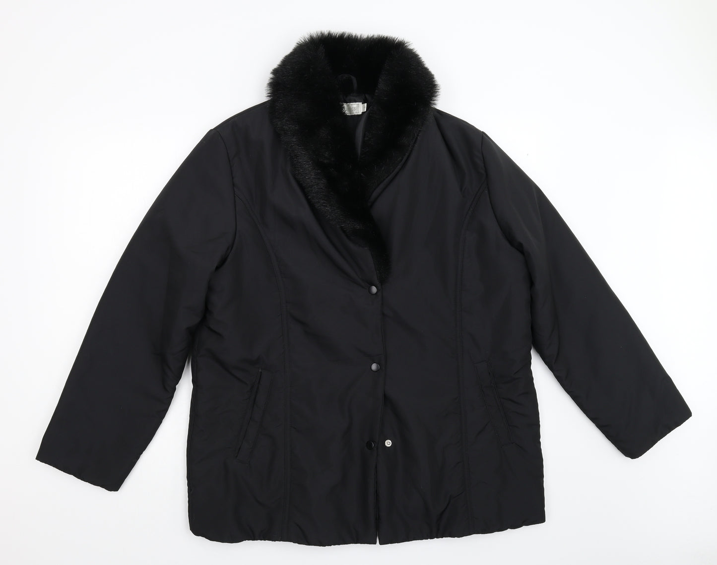 Classics Womens Black   Overcoat Coat Size 16