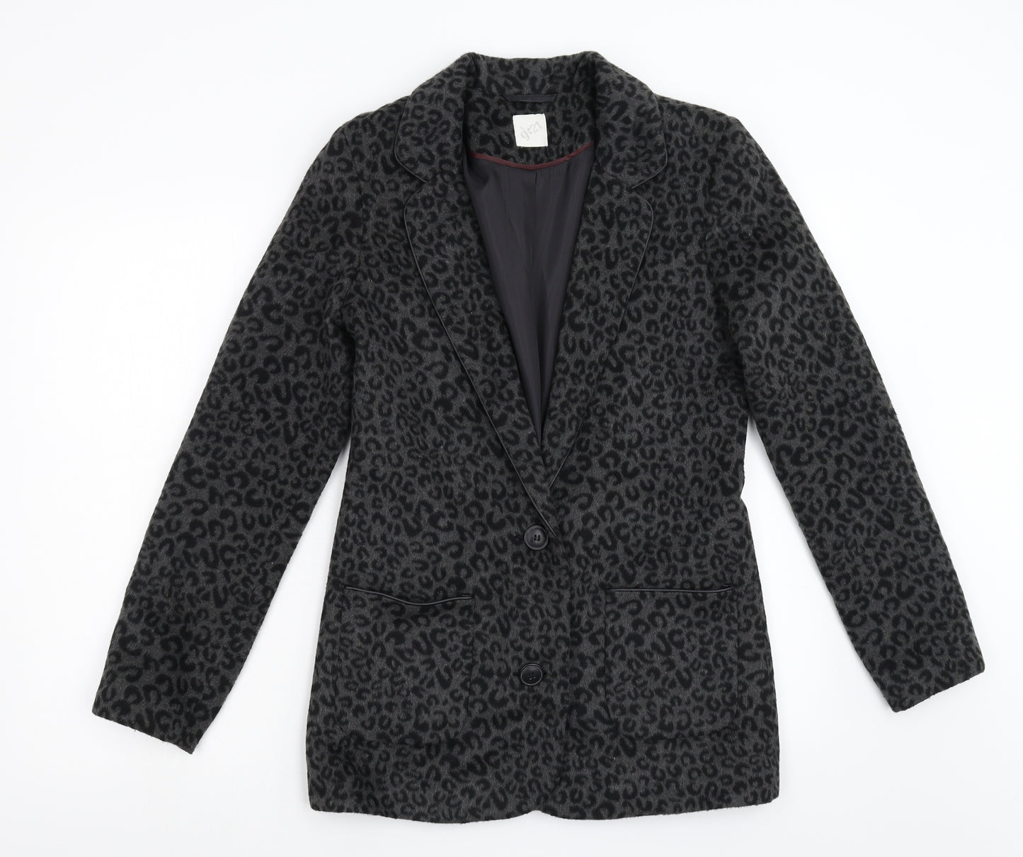George Womens Grey Animal Print  Jacket Blazer Size 8