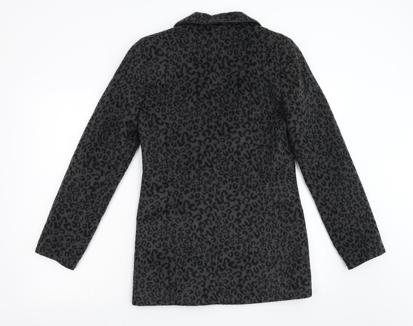 George Womens Grey Animal Print  Jacket Blazer Size 8