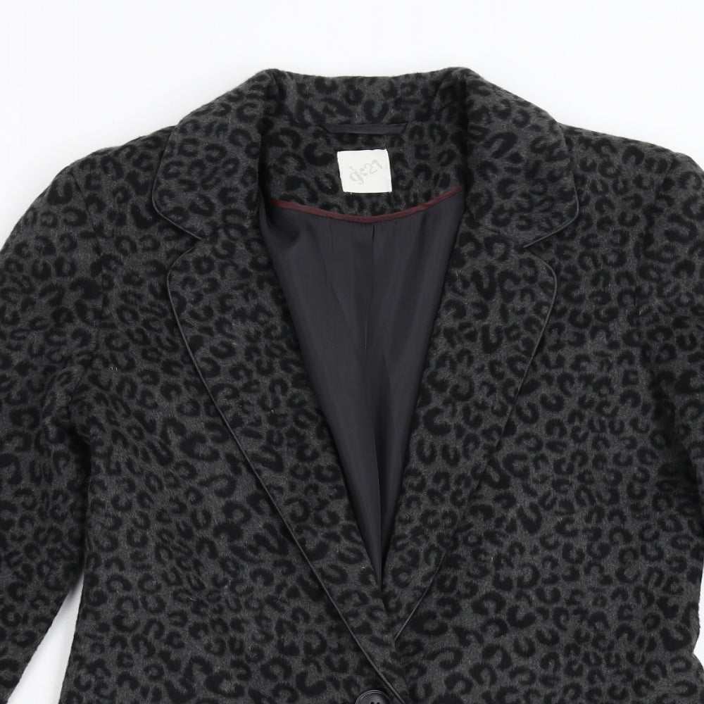 George Womens Grey Animal Print  Jacket Blazer Size 8