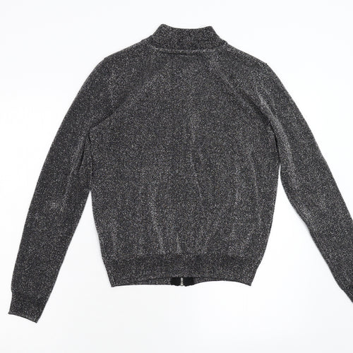 Primark Womens Black  Knit Full Zip Jumper Size 8