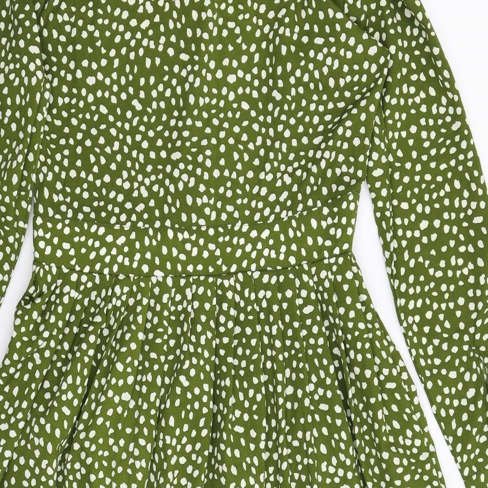 Influence Womens Green Animal Print  Fit & Flare  Size 12