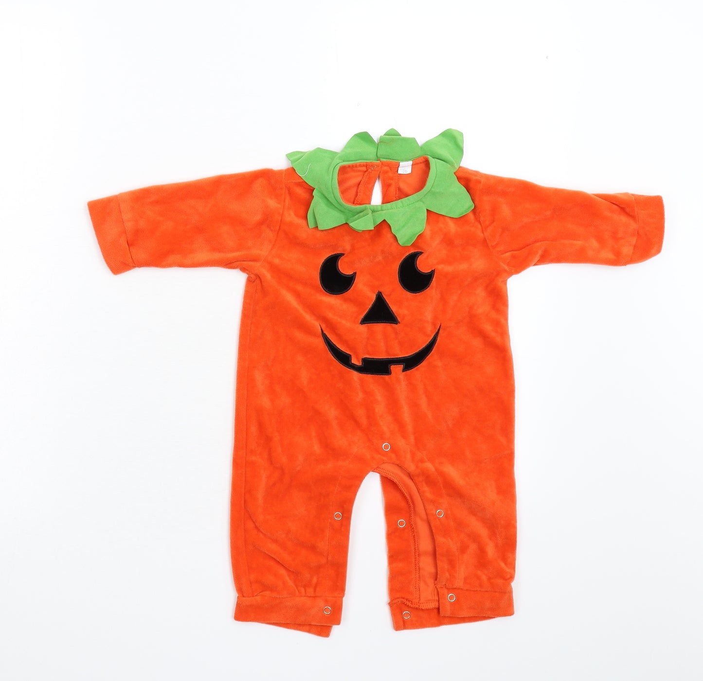 Preworn Baby Orange  Fleece Babygrow One-Piece Size 6-9 Months  - Pumpkin