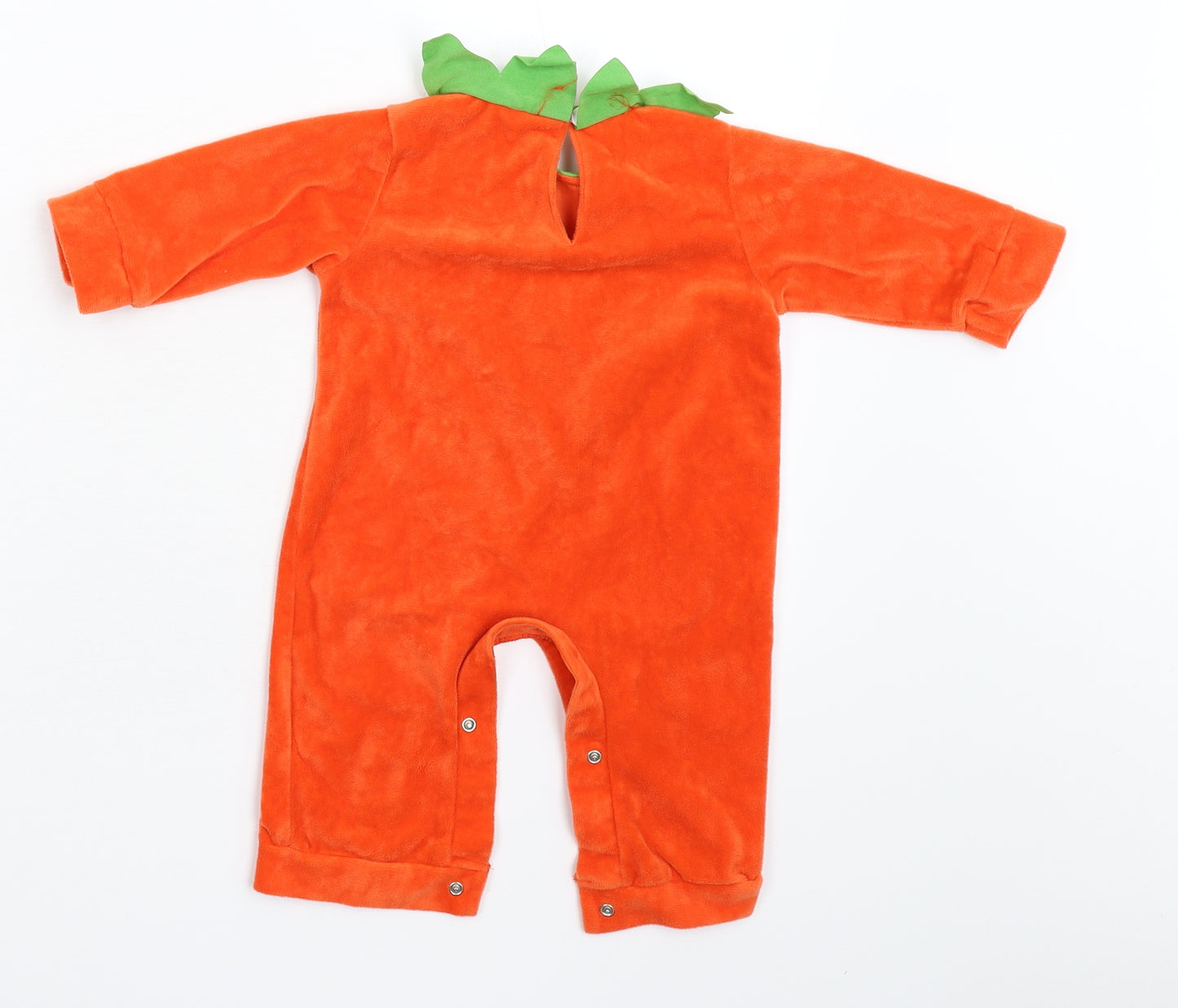 Preworn Baby Orange  Fleece Babygrow One-Piece Size 6-9 Months  - Pumpkin