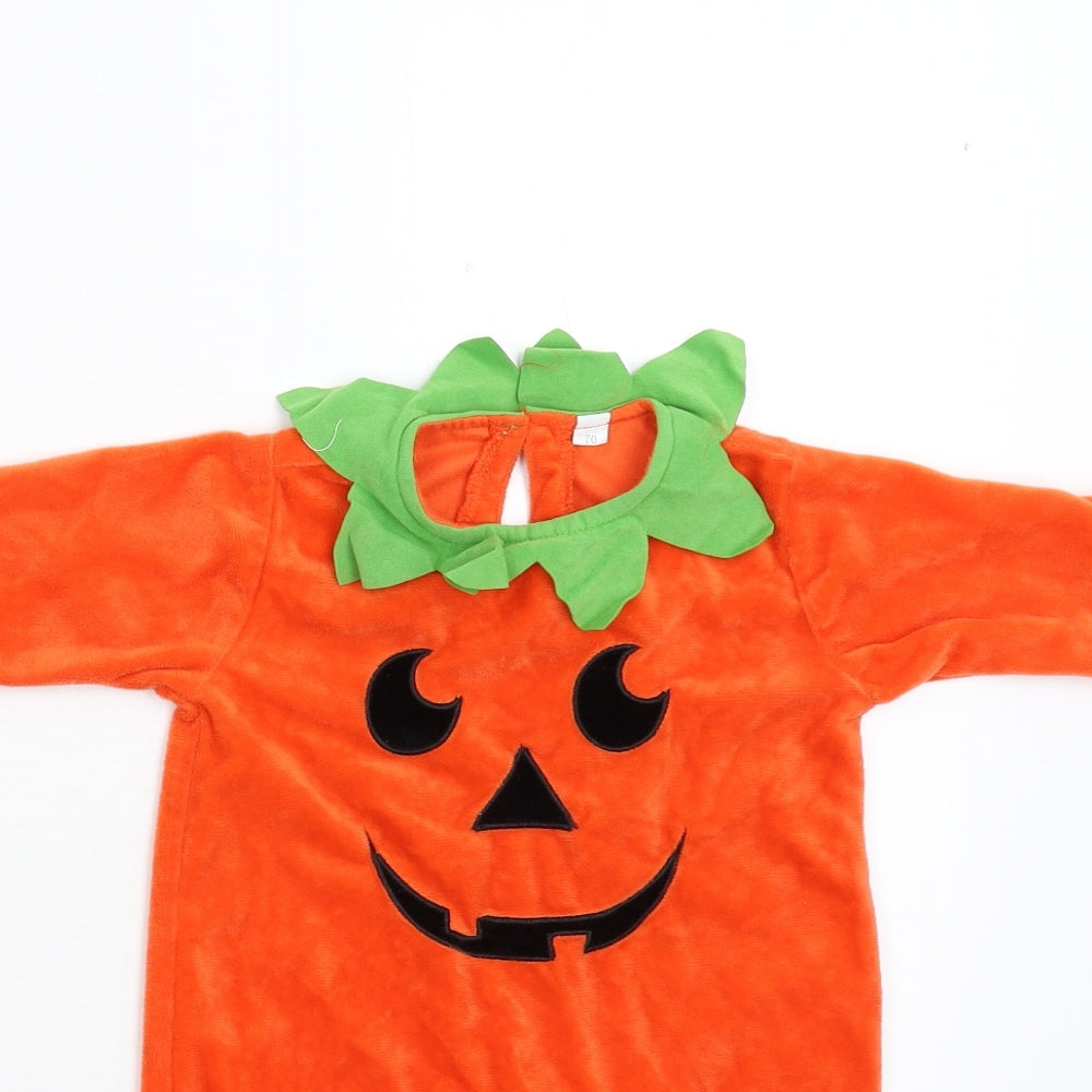 Preworn Baby Orange  Fleece Babygrow One-Piece Size 6-9 Months  - Pumpkin