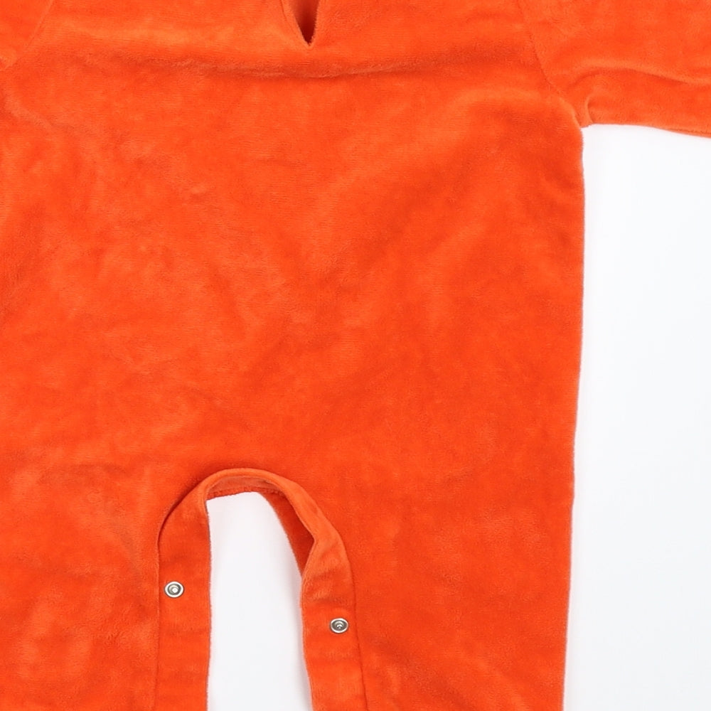 Preworn Baby Orange  Fleece Babygrow One-Piece Size 6-9 Months  - Pumpkin